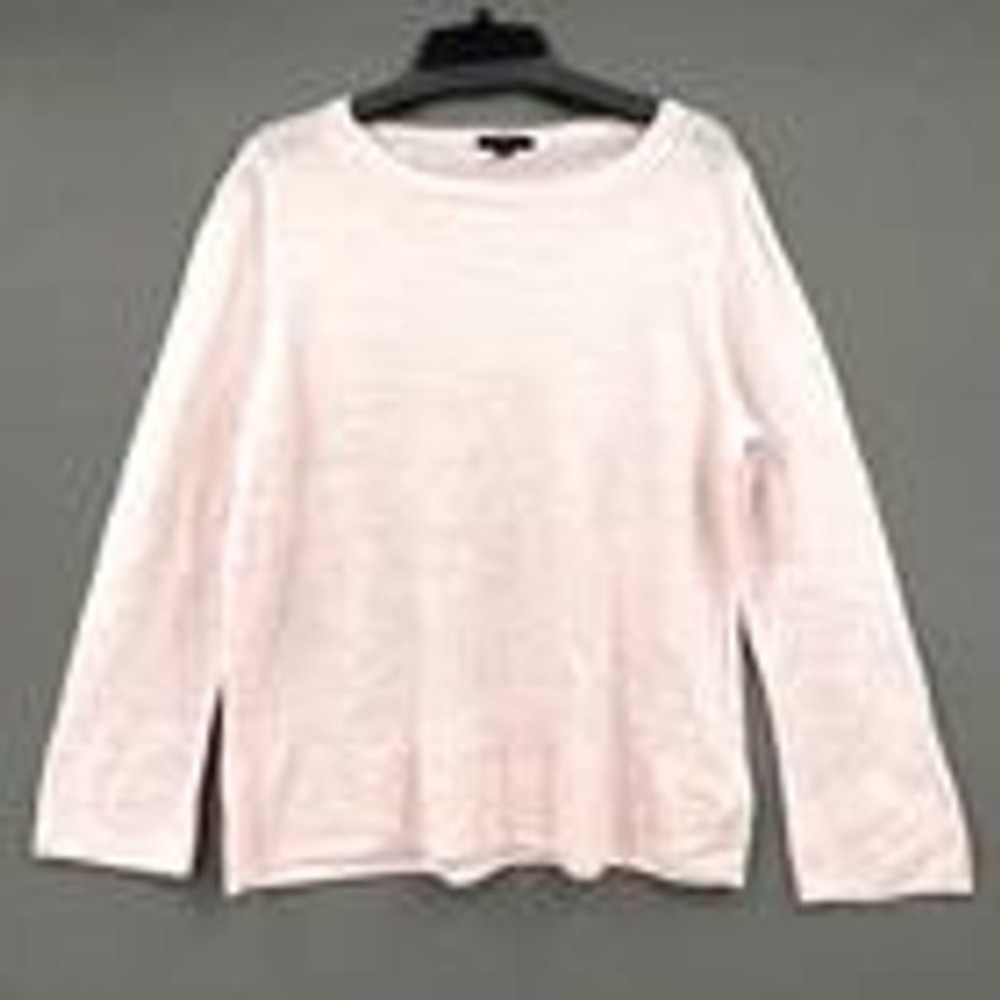 J.Crew Womens Medium Pastel Linen Crewneck Oversized Long Sleeve Lagenlook Beach
